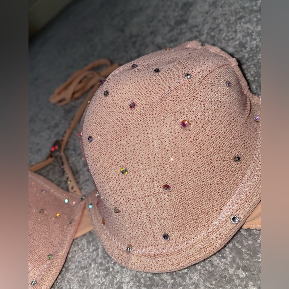 Blush Pink Swarovski Crystal underwire Bikini Top - Picture 8 of 10